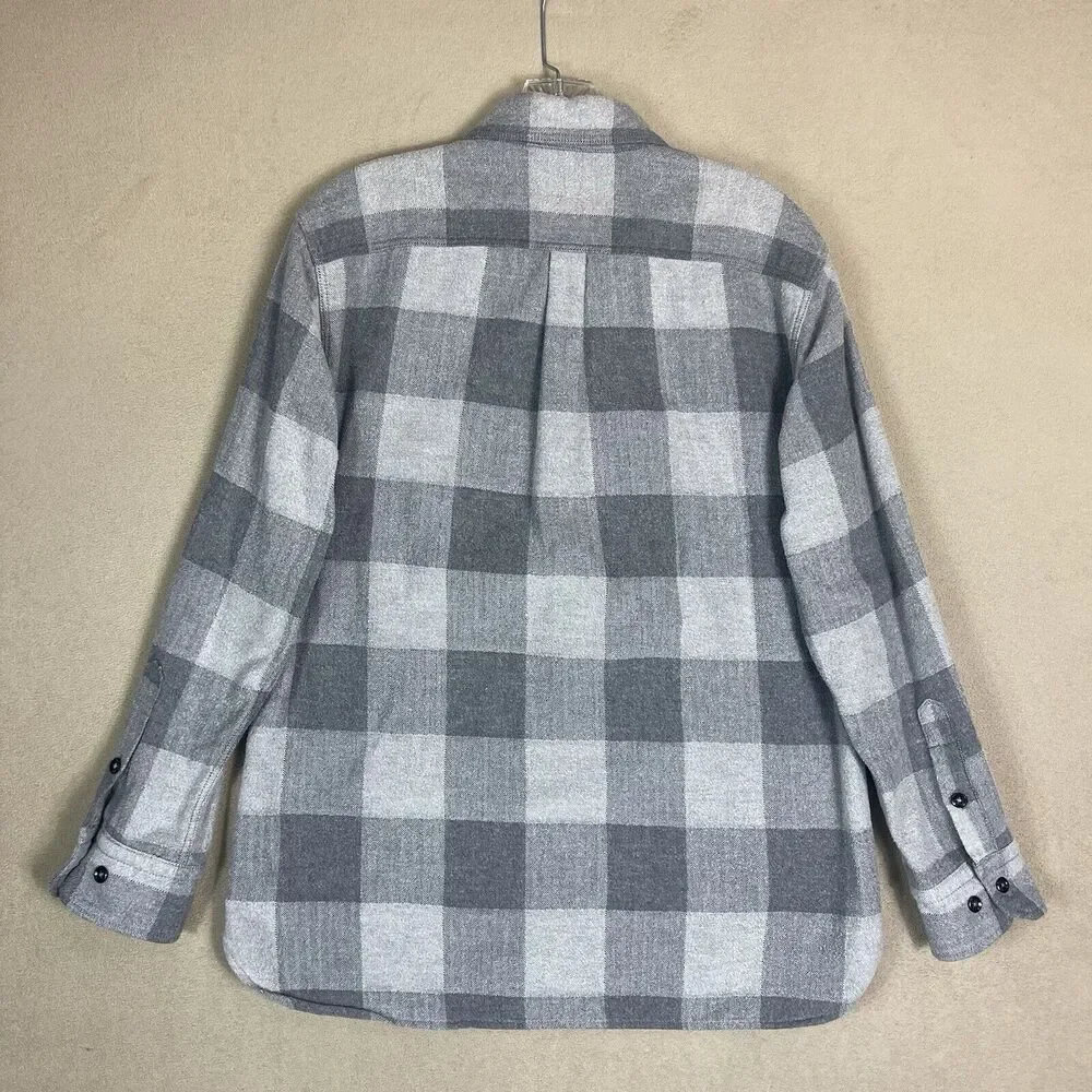 Omnigod Shirt‎ Mens 2 Gray Plaid Flannel Long Sleeve Cotton Made In Japan